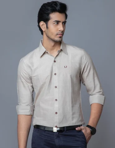 Pure Handloom Silk Shirt In Ivory