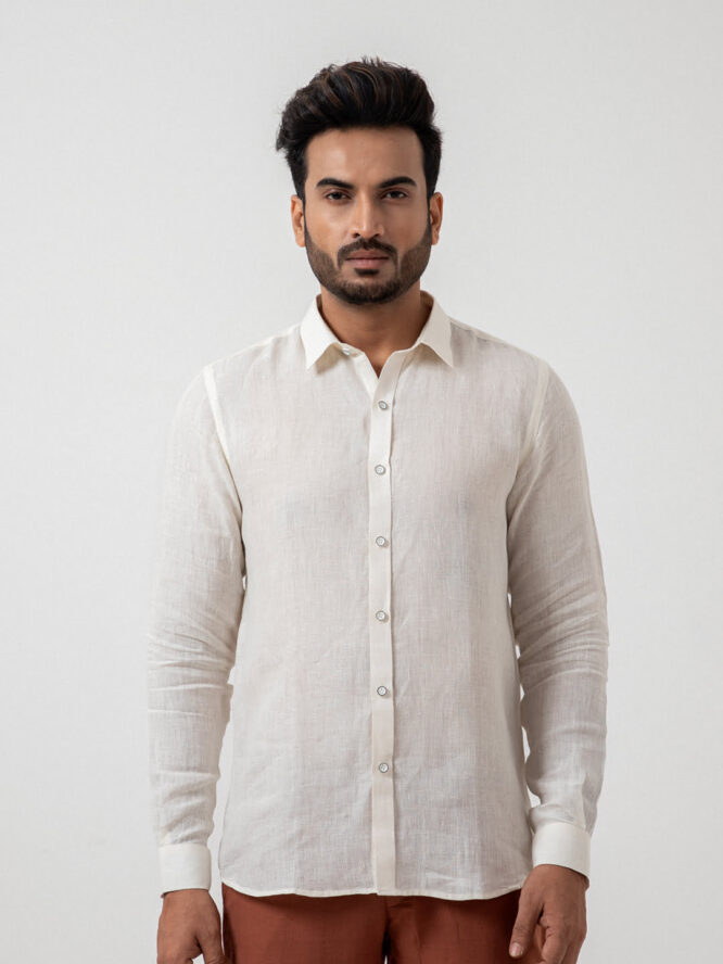 European Linen Shirt In Ivory