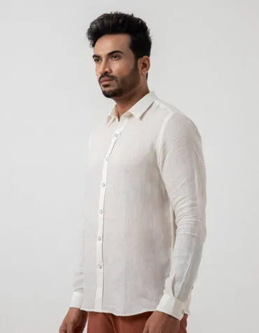 European Linen Shirt In Ivory side view