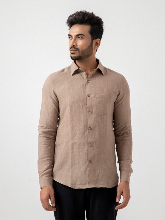 European Linen Solid Shirt In Soile