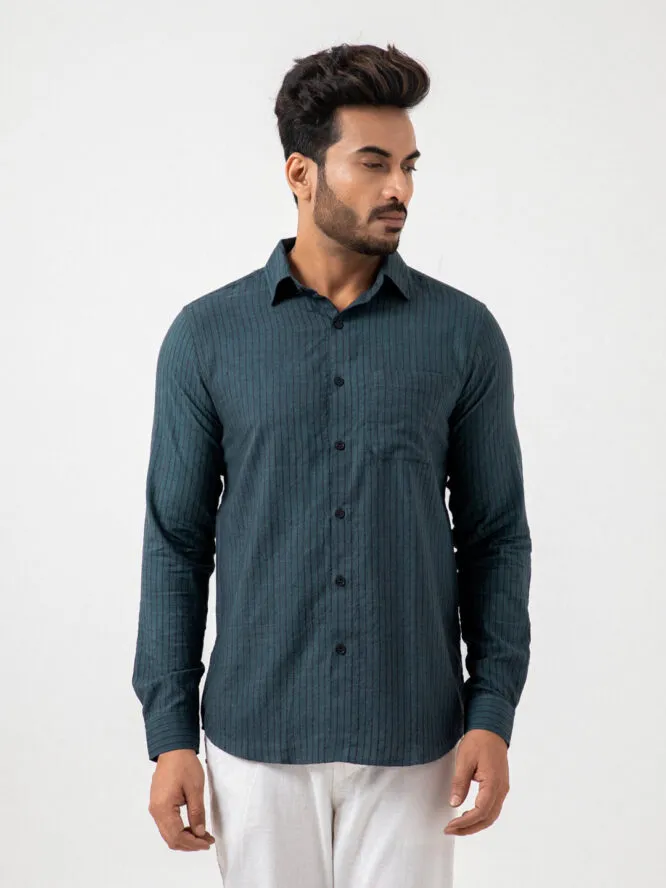 Pure Cotton Shirt In Bottle Green