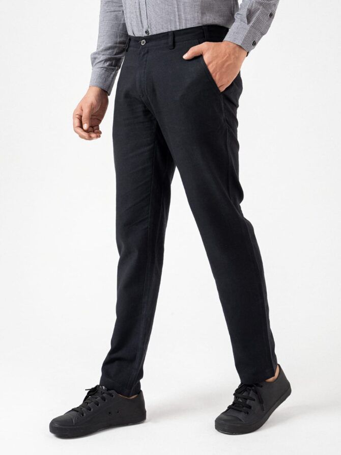 Pure Khadi Pant In Black - Image 2