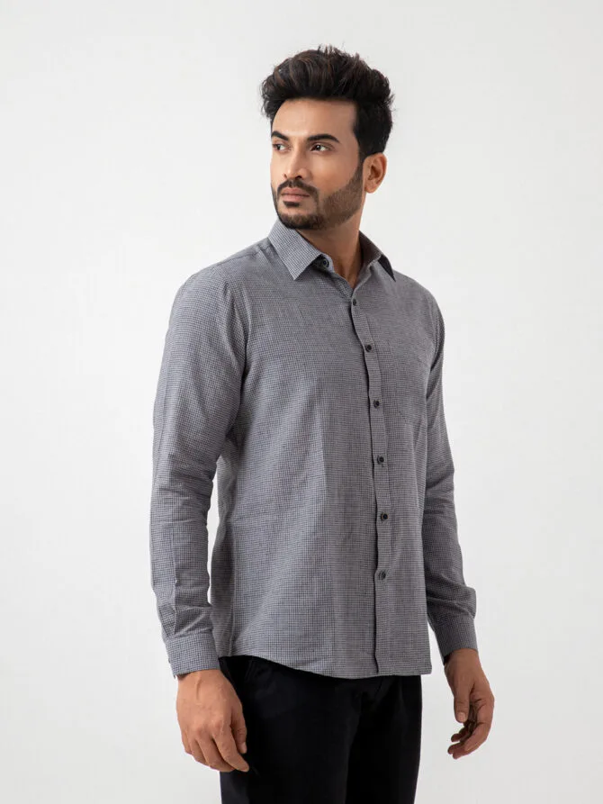 Pure Cotton Check Shirt In Black - Image 2