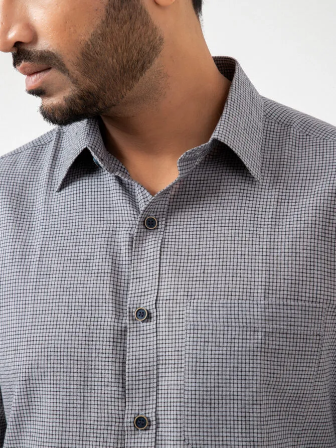 Pure Cotton Check Shirt In Black - Image 3