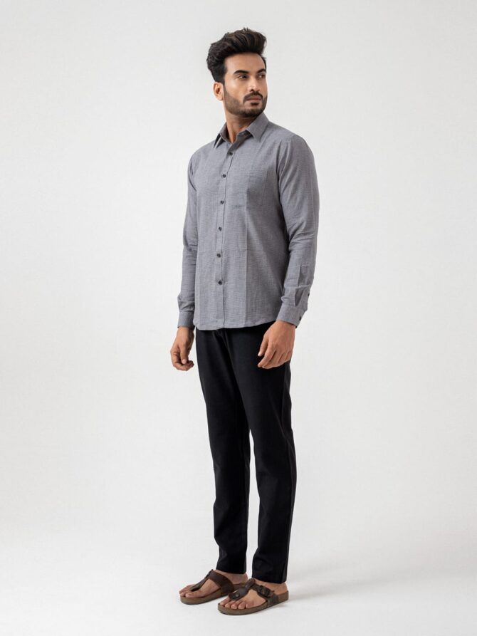 Pure Cotton Check Shirt In Black - Image 5