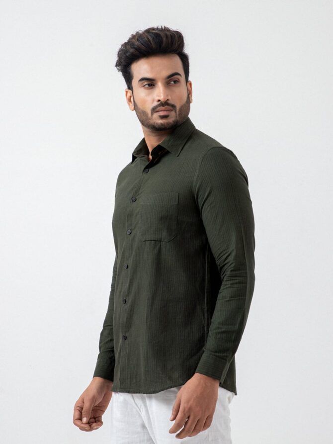 Pure Khadi Stripe Formal Shirt - Image 2