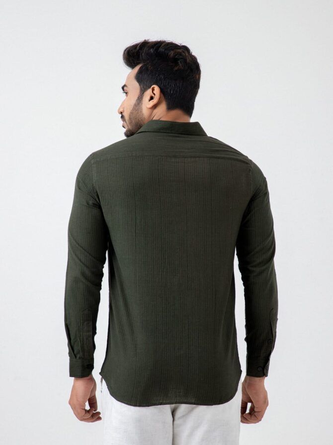 Pure Khadi Stripe Formal Shirt - Image 3