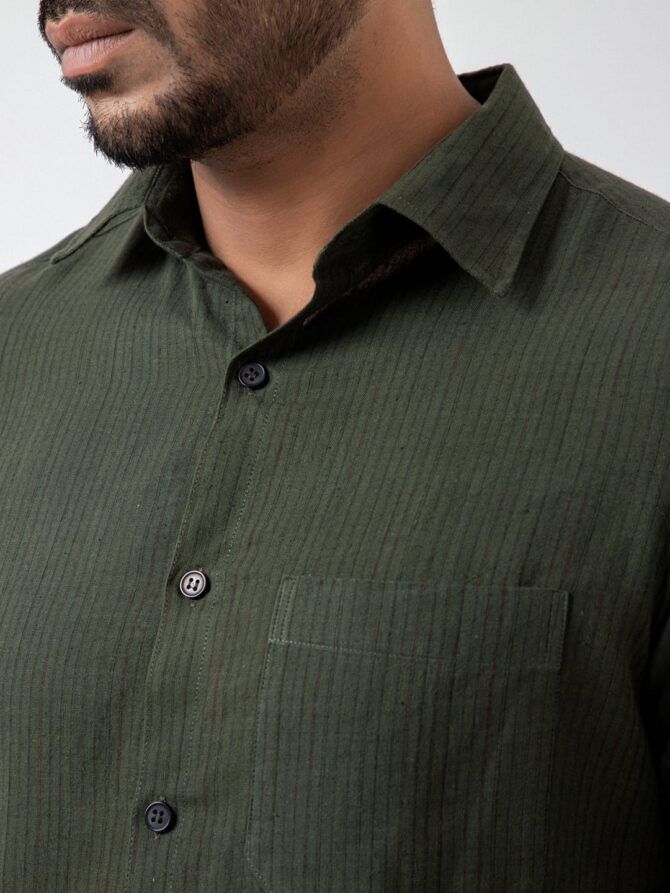 Pure Khadi Stripe Formal Shirt - Image 4