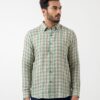 Linen Check Shirt In Olive