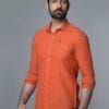 Handloom Khadi Shirt in Orange