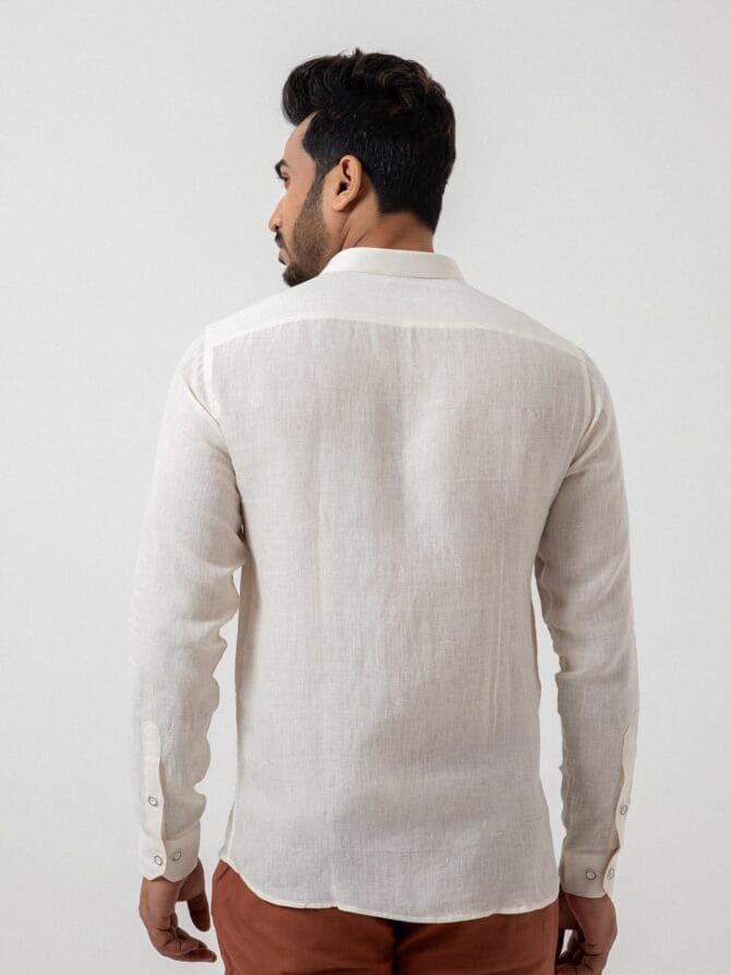 Linen Shirt In Ivory - Image 3