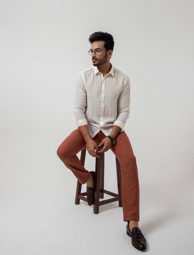 Linen Shirt In Ivory - Image 6