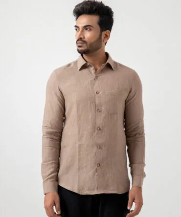 Linen Solid Shirt in Soil