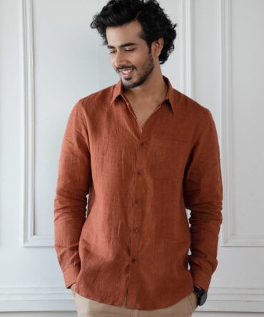 Linen Shirt In Brown