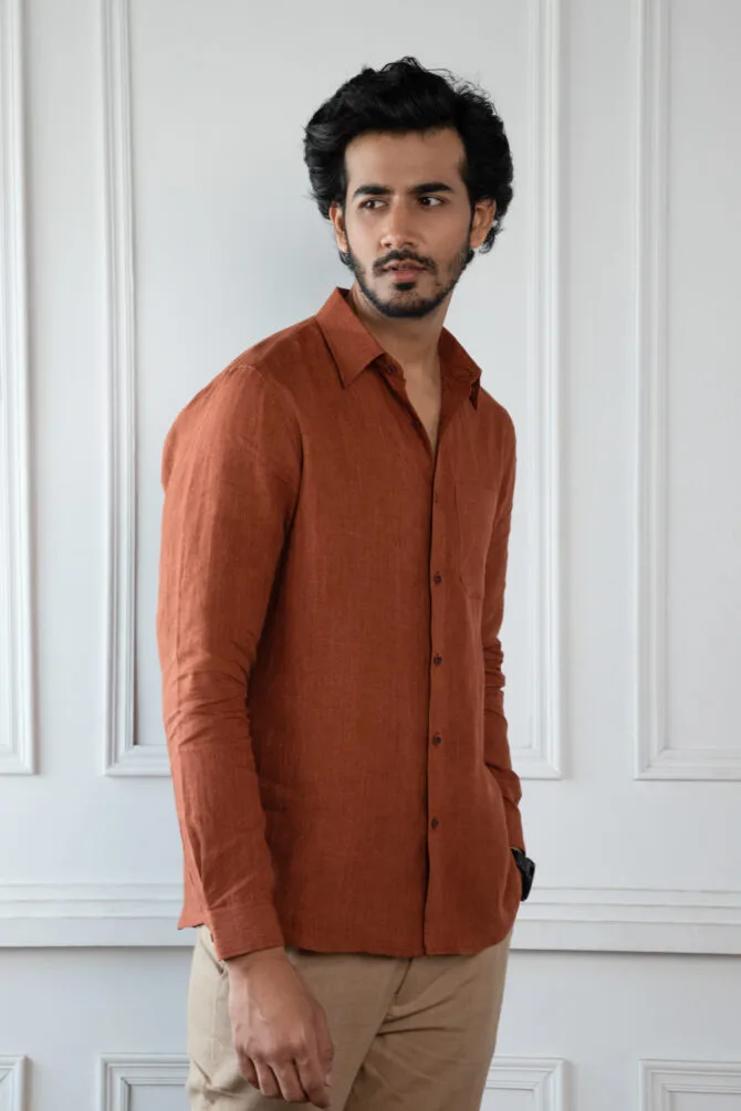 Linen Shirt In Brown - Image 4