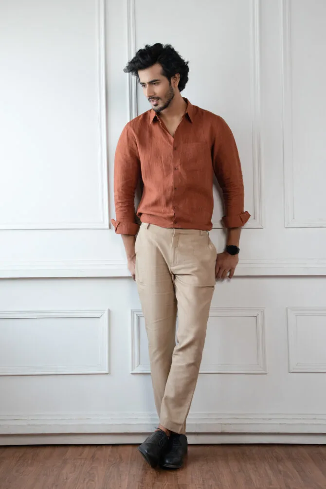 Linen Shirt In Brown - Image 5