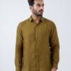 Linen Solid Shirt In Olive