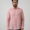 Linen Check Shirt in Pink