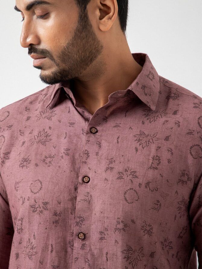 Linen Cotton Flowers Printed Shirt - Image 4