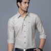 Pure Handloom Silk Shirt In Ivory