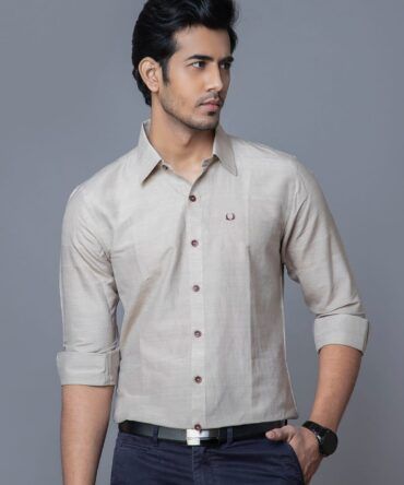 Pure Handloom Silk Shirt In Ivory