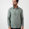 Linen Solid Shirt In Teal