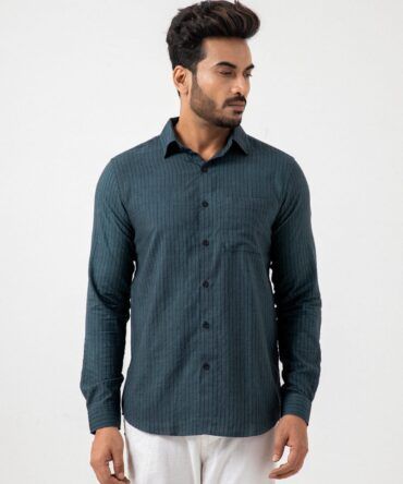 Pure Khadi Shirt In Turquoise