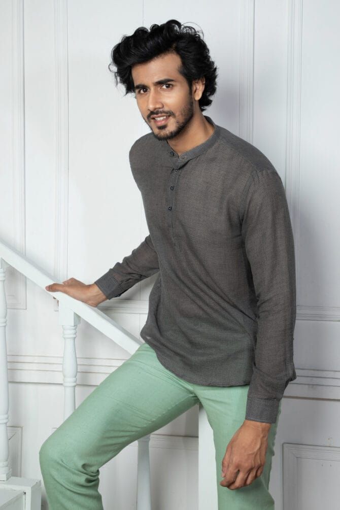 European Linen Short Kurta for men