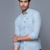 Handloom Cotton shirt in Sky-Blue