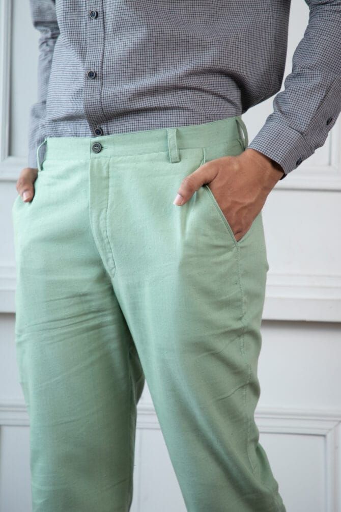 Handloom Khadi Pants in Fern - Image 5