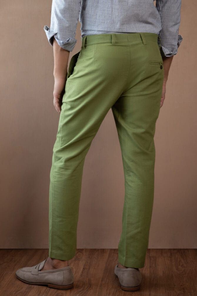 Handloom Khadi Pants in Moss - Image 5