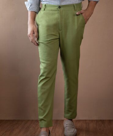 Handloom Khadi Pants in Moss