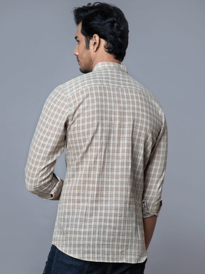 Handloom Khadi Shirt In Beige - Image 4