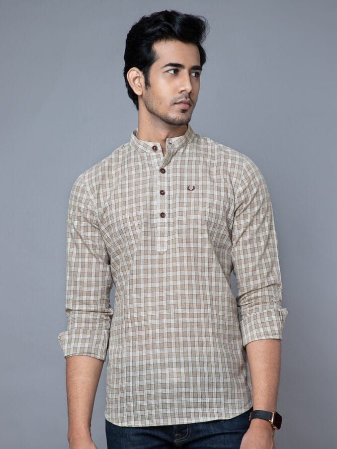 Handloom Khadi Shirt In Beige