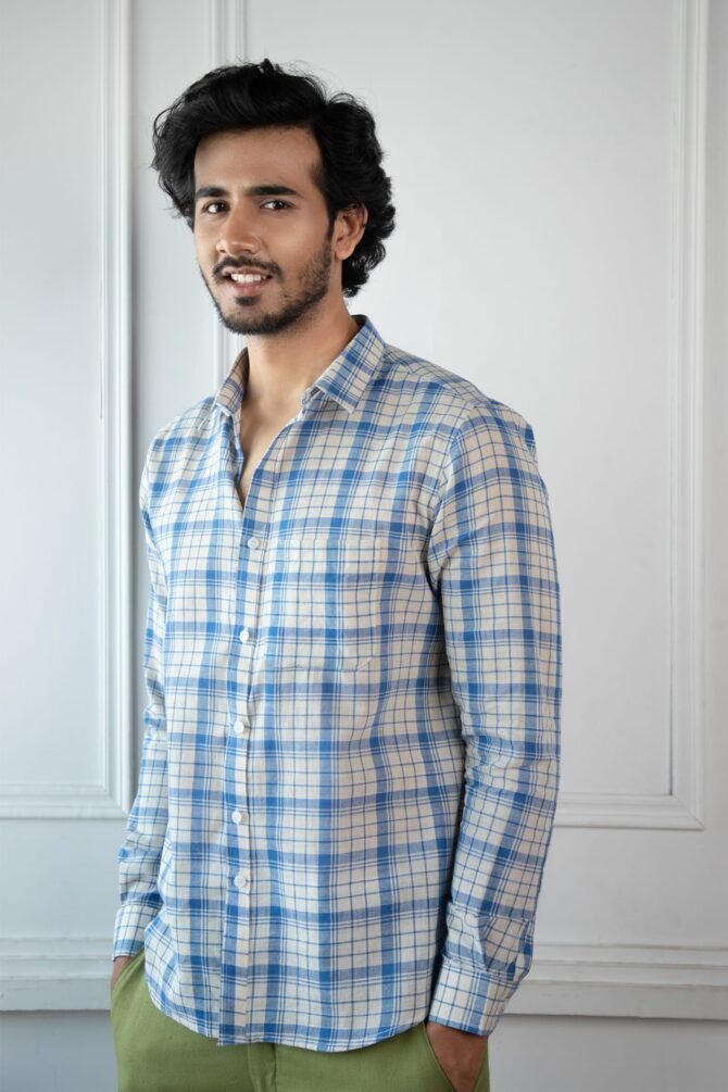 Handloom Khadi Shirt in Anemone - Image 2