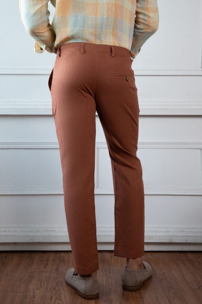 Handloom Khadi Trouser In Cinnamon - Image 2