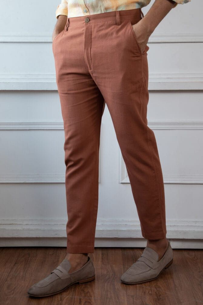 Handloom Khadi Trouser In Cinnamon - Image 6