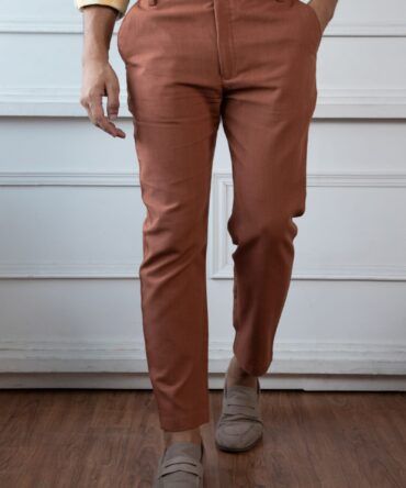 Handloom Khadi Trouser In Cinnamon