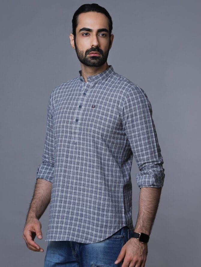 Pure Handloom Khadi Shirt Indigo - Image 2