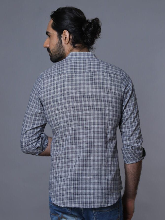 Pure Handloom Khadi Shirt Indigo - Image 5