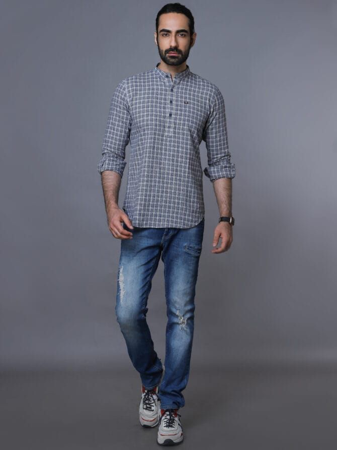 Pure Handloom Khadi Shirt Indigo - Image 4